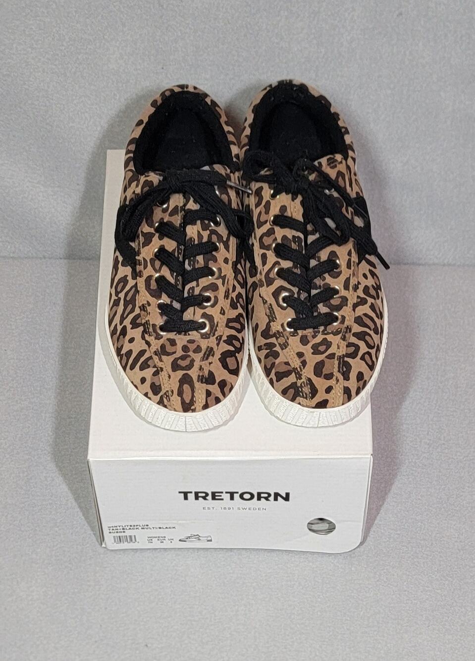 Tretorn Women's Nylite Plus Leopard Print Suede Sneakers Size 8 With Box